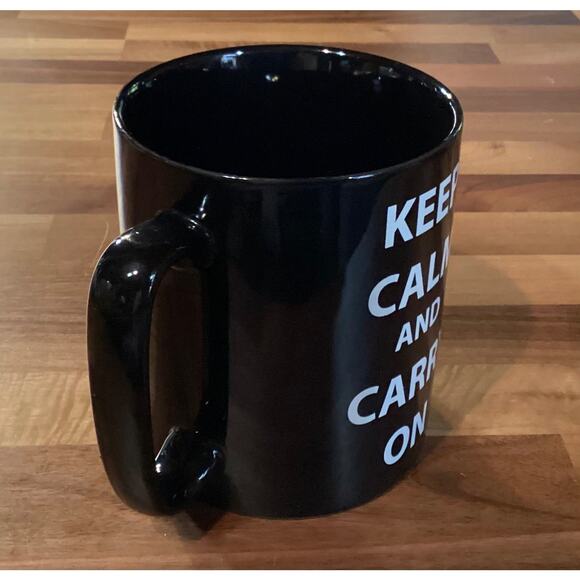 Black Oversized Mug Keep Calm and Carry On The Old Pottery Company 4.5” - Picture 4 of 10